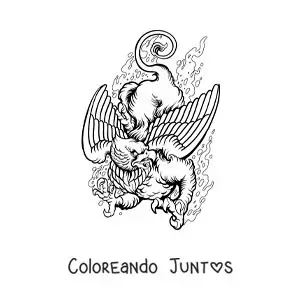 Imagen para colorear de grifo mitológico aterrador