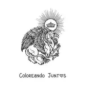 Imagen para colorear de grifo mitológico realista con una corona