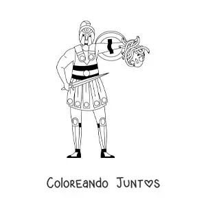 Imagen para colorear de Perseo con la cabeza de Medusa