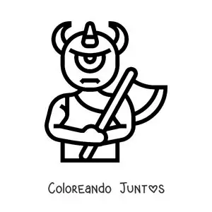 Imagen para colorear de cíclope de la mitología animado con un hacha