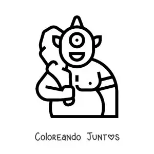 Imagen para colorear de cíclope de la mitología animado con un bate