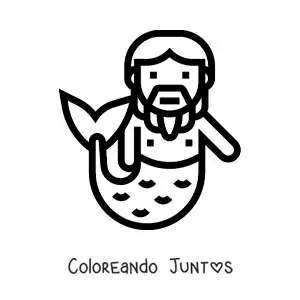 Imagen para colorear de tritón animado fácil