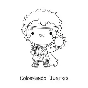 Imagen para colorear de Apolo el dios del sol kawaii animado