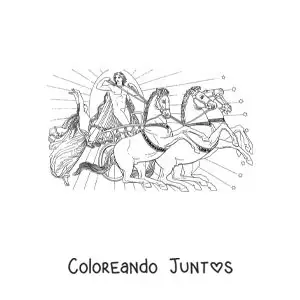 Imagen para colorear de la carroza dorada del dios Apolo