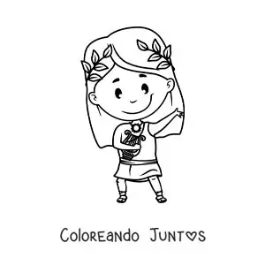 Imagen para colorear del dios Apolo animado con su arpa