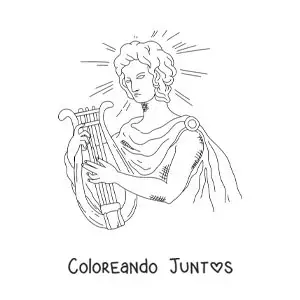 Imagen para colorear de Apolo el dios griego tocando su música divina