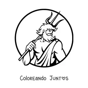 Imagen para colorear de Poseidón con su tridente