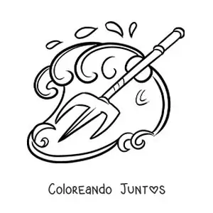 Imagen para colorear del tridente de Poseidón