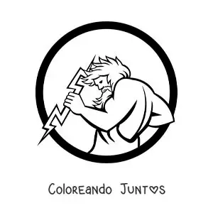 Imagen para colorear del dios Zeus con un rayo