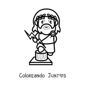 Imagen para colorear del dios Zeus kawaii animado con un rayo