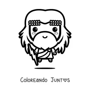 Imagen para colorear de Zeus kawaii con su rayo
