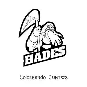 Imagen para colorear del dios Hades con un arma