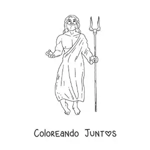 Imagen para colorear de Hades realista con su bidente