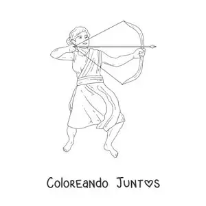 Imagen para colorear de Artemisa realista cazando