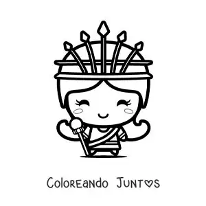 Imagen para colorear de la diosa Hera kawaii