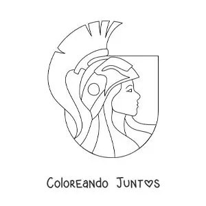 Imagen para colorear del rostro de la diosa guerrera Atenea con su casco