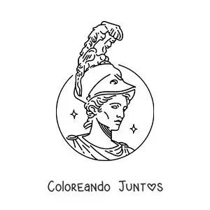 Imagen para colorear del rostro de la diosa Atenea con su casco
