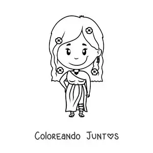 Imagen para colorear de la diosa griega Afrodita animada kawaii