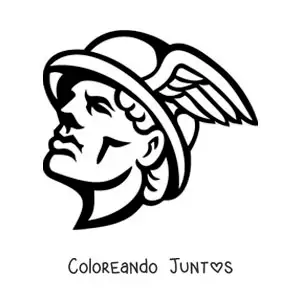 Imagen para colorear del rostro de Hermes con su casco alado