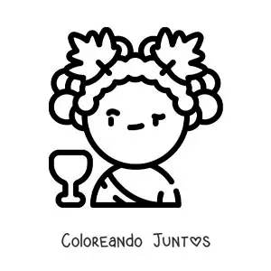Imagen para colorear de Dionisio animado fácil con una copa de vino