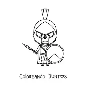 Imagen para colorear del dios griego Ares kawaii animado con su casco