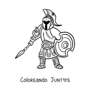 Imagen para colorear del dios griego Ares animado con su armadura