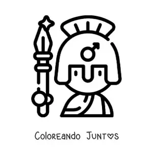 Imagen para colorear de Ares el dios griego animado con su lanza