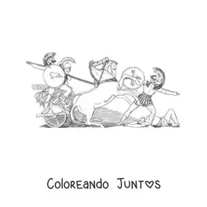 Imagen para colorear de Ares el dios de la guerra luchando en una batalla