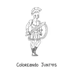 Imagen para colorear del dios Ares de la mitología griega con su armadura y su casco