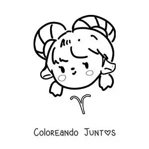 Imagen para colorear de chica del signo aries animada kawaii
