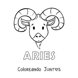 Imagen para colorear del signo aries animado con nombre