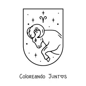 Imagen para colorear de carnero del signo aries con la letra mu