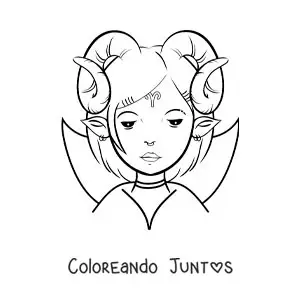Imagen para colorear de chica del signo aries animada con la letra mu