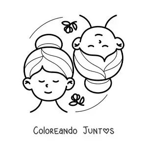 Imagen para colorear de chicas del signo géminis animadas con flores
