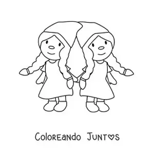 Imagen para colorear de gnomos animados del signo géminis