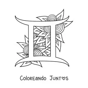 Imagen para colorear de símbolo del signo géminis grande