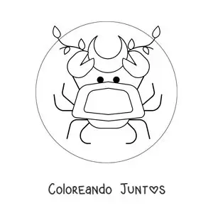 Imagen para colorear de cangrejo del signo cáncer con una luna