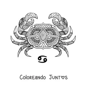 Imagen para colorear de mandala del signo cáncer