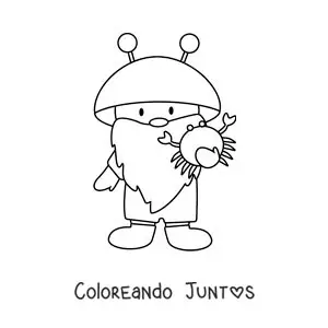 Imagen para colorear de gnomo del signo cáncer animado kawaii