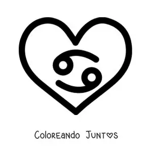 Imagen para colorear de símbolo del signo cáncer en un corazón