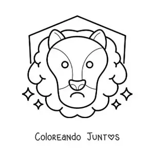 Imagen para colorear de signo zodiacal leo animado fácil