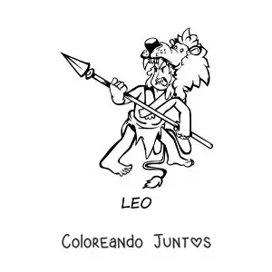 Imagen para colorear de caricatura de un cavernícola del signo leo