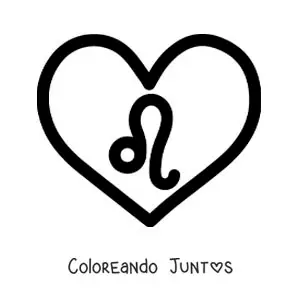 Imagen para colorear de símbolo del signo leo en un corazón