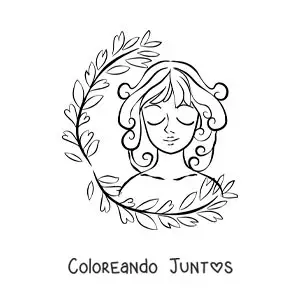 Imagen para colorear del signo zodiacal virgo con plantas
