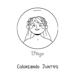 Imagen para colorear del signo zodiacal virgo con su nombre