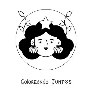 Imagen para colorear de chica del signo zodiacal virgo animada