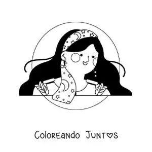 Imagen para colorear de una mujer del signo virgo animada