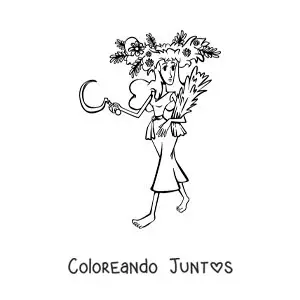 Imagen para colorear de caricatura de una mujer del signo virgo