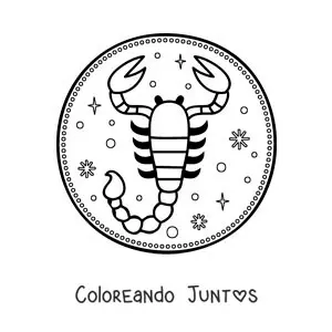 Imagen para colorear de símbolo de Escorpio con estrellas fácil