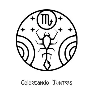 Imagen para colorear de símbolo de Escorpio fácil para niños